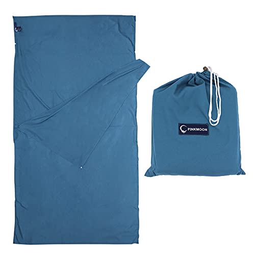 MoYouno Hüttenschlafsack aus Mikrofaser,Reiseschlafsack,Schlafsack Inlett,Schlafsack Inlett,Ideal für Hostels (Blau)