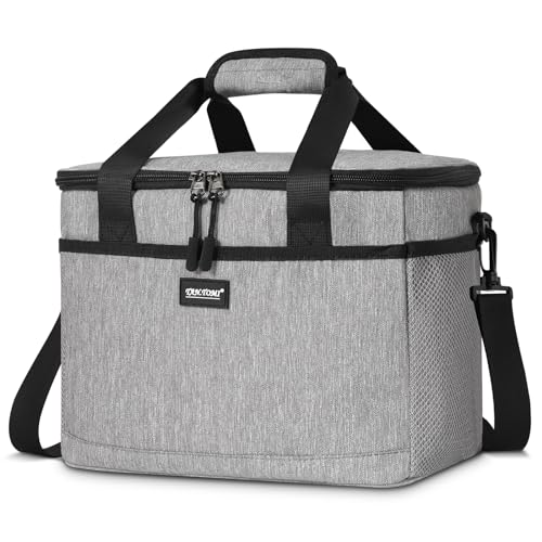 CALIYO Kühltasche,Lunchtasche, Kühltasche Faltbar für Männer Frauen Isolierte Tasche mit Reißverschluss für Arbeit,Schule und unterwegs,8.5L /15L / 24L(Grau)