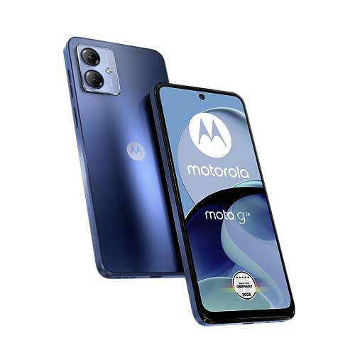 Motorola Mobility moto g14 Smartphone (6,5'-FHD+-Display, 50-MP-Kamera, 4/128 GB, 5000 mAh, Android 13) Sky Blue, inkl. Schutzcover [Exklusiv bei Amazon]