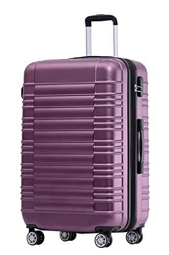BEIBYE 2088 Zwillingsrollen Reisekoffer Koffer Trolleys Hartschale M-L-XL-Set (Violett, M)