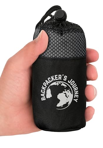 Backpacker's Journey Hüttenschlafsack Ultraleicht (nur 225g) aus 100% Baumwolle. Hygieneschlafsack ohne Reissverschluss (keine Wärmeleistung) - Grau