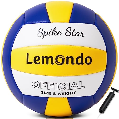 lemondo Volleyball PU Leder Weich Soft Touch Wasserfest Beachvolleyball mit Pumpe Indoor Outdoor Wasserball Ball für Spiel Pool Strand Bälle Sommergeschenk