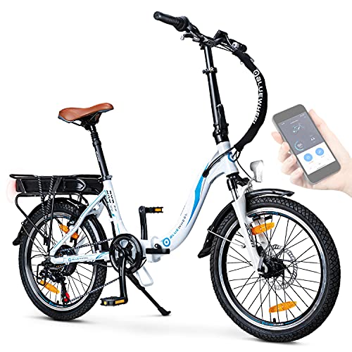 BLUEWHEEL 20' E-Bike klappbar - Deutsche Qualitätsmarke - Shimano 7 Gang-Schaltung - EU-konform Klapprad inkl. App + 250 W Motor + Batterie abnehmbar - 25 km/h bis zu 150 km Reichweite - BXB55